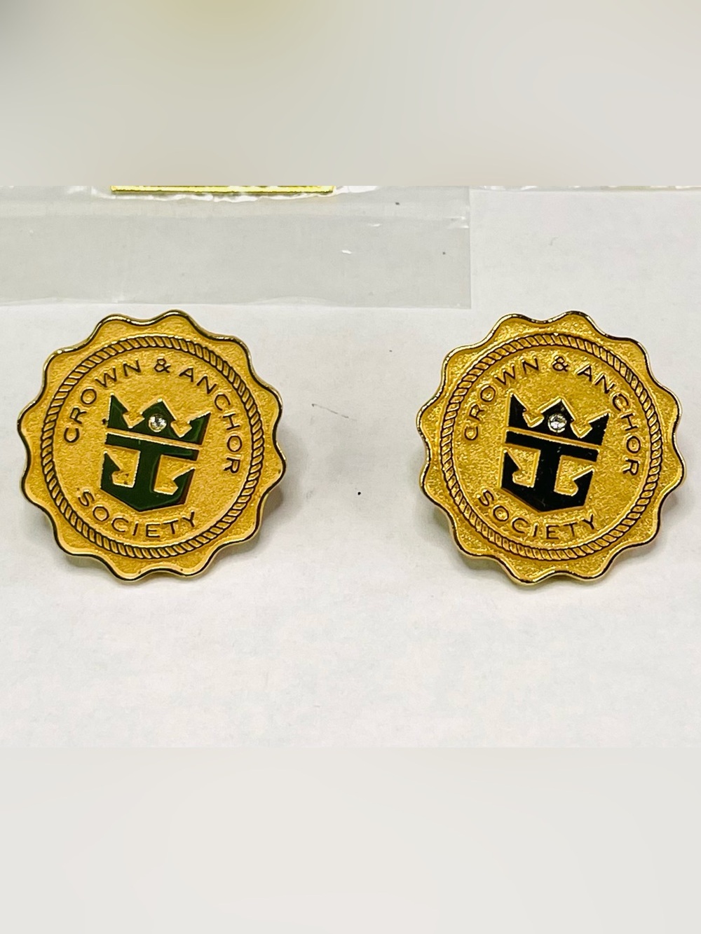 Royal Caribbean Crown & Anchor Diamond Pin SET of 2